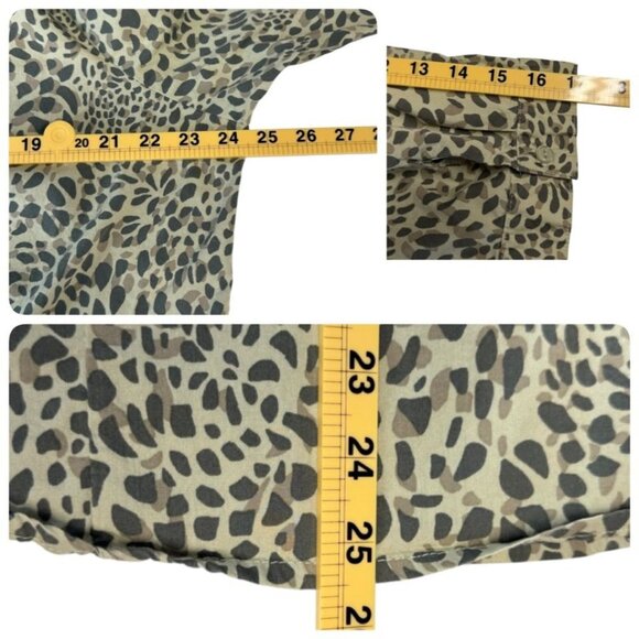 D & Co Womens 1X Green Animal Print Button-Down Blouse 3/4 Tab Sleeves L - Picture 10 of 10